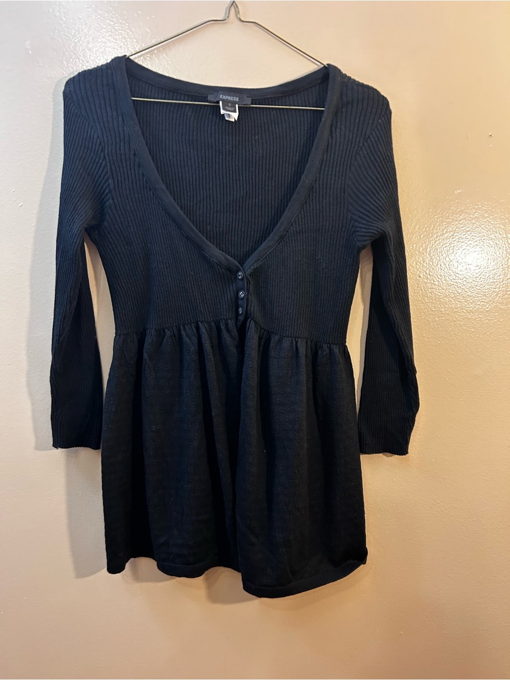 Express Ribbed Black Sweater Top
